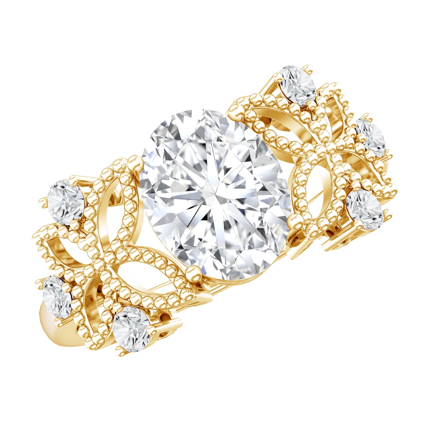 1.2 Carat Oval Lab Grown Diamond Flower Engagement Ring