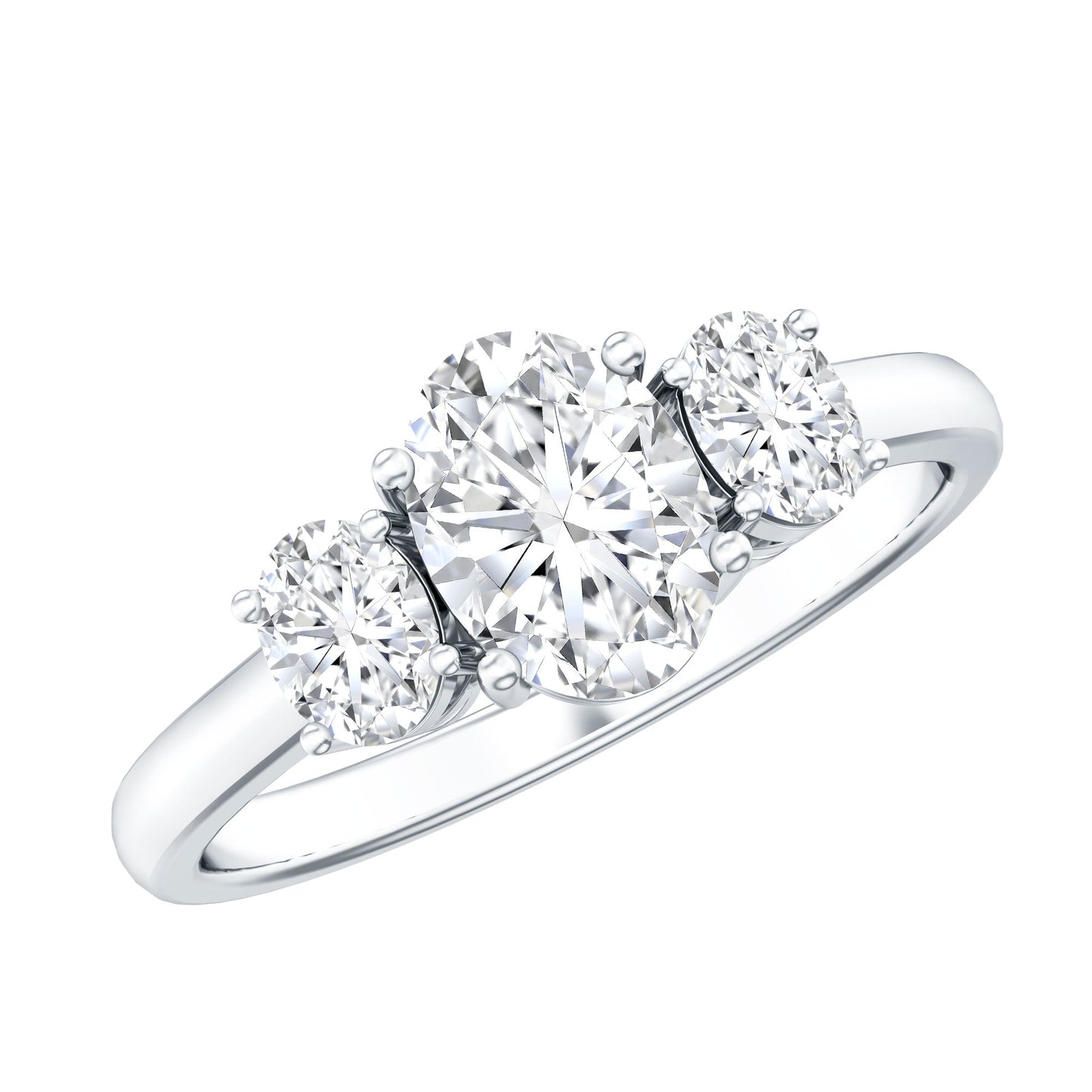 Certified Lab Grown Diamond 3 Stone Engagement Ring For Women