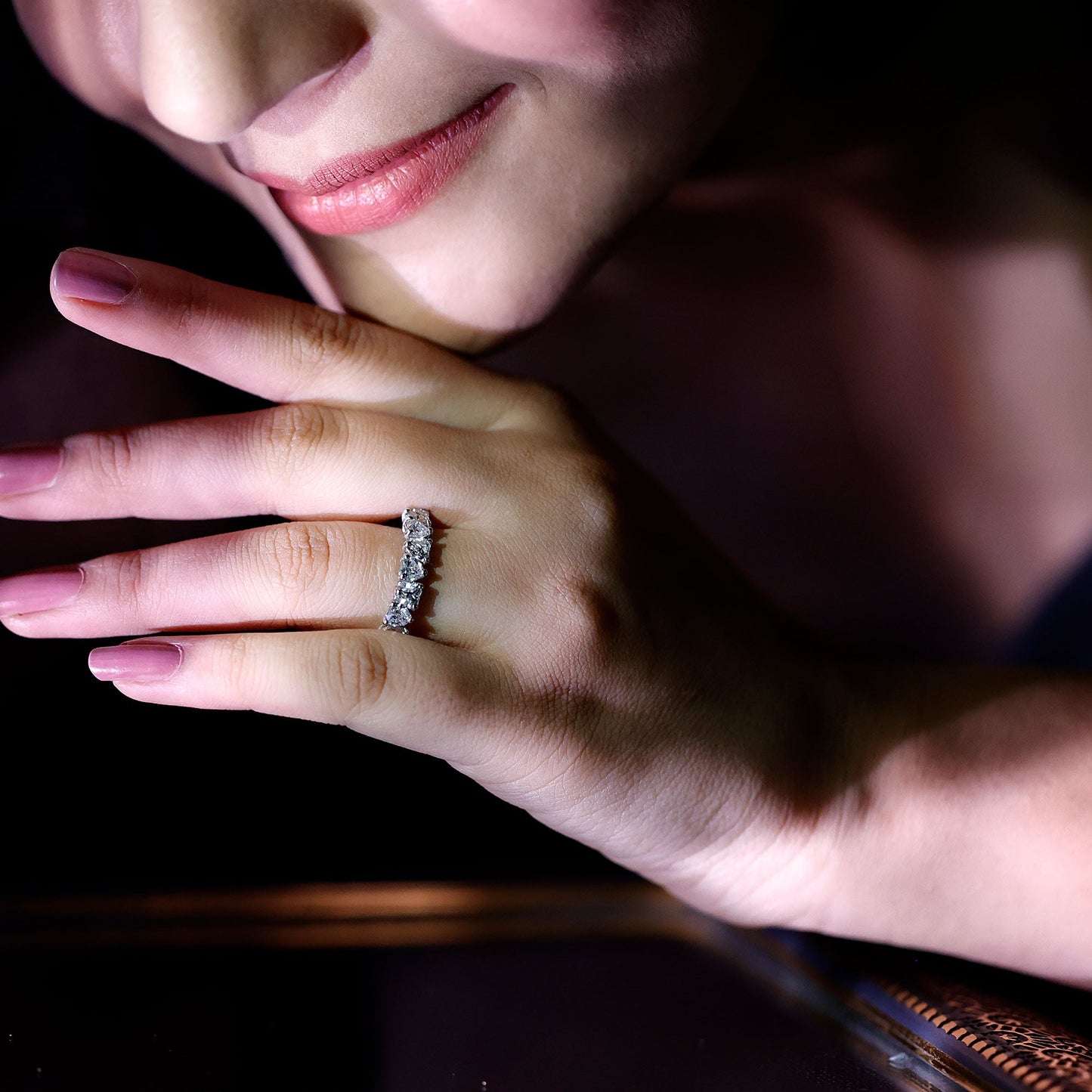 Certified Lab Heart Shaped Diamond Half Eternity Ring