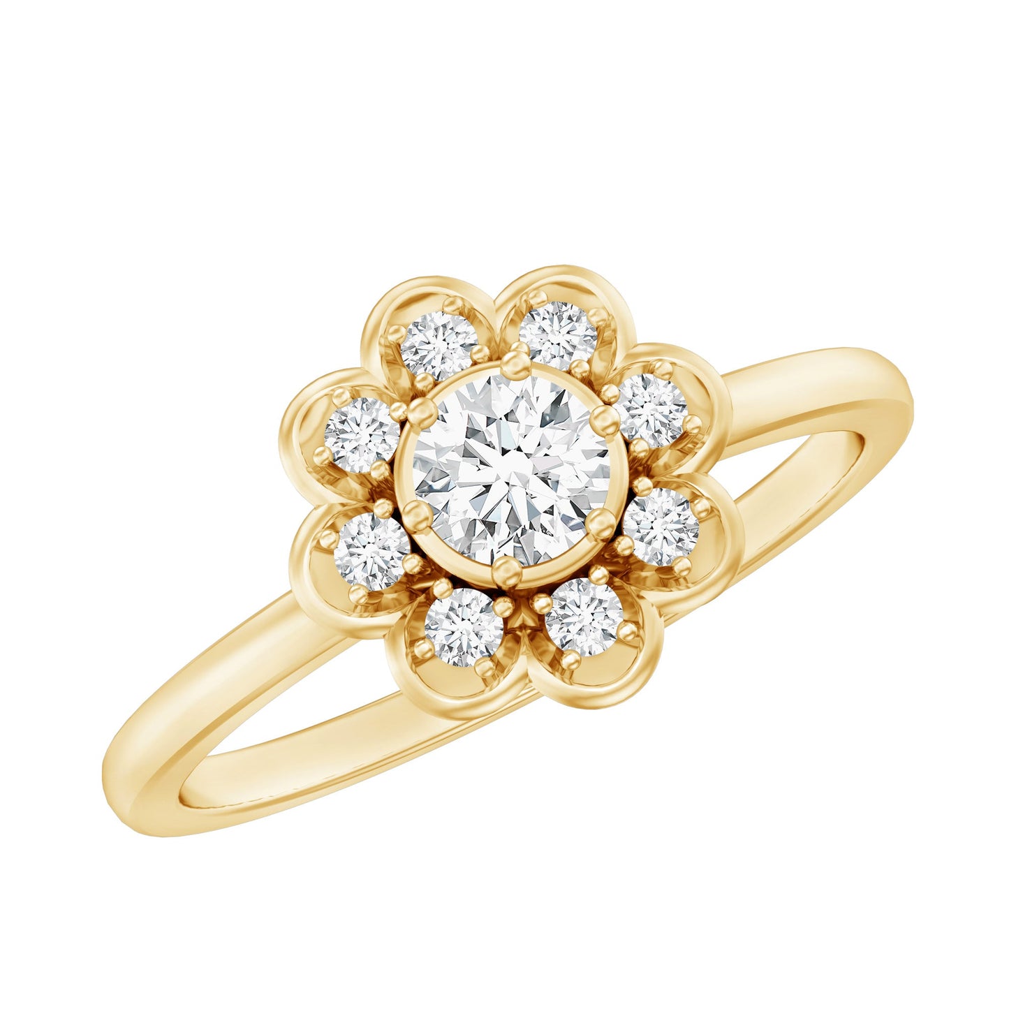 Certified Lab Grown Diamond Flower Promise Ring For Women