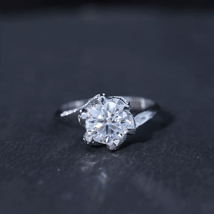 2 Carat Lab Grown Diamond Vintage Floral Engagement Ring