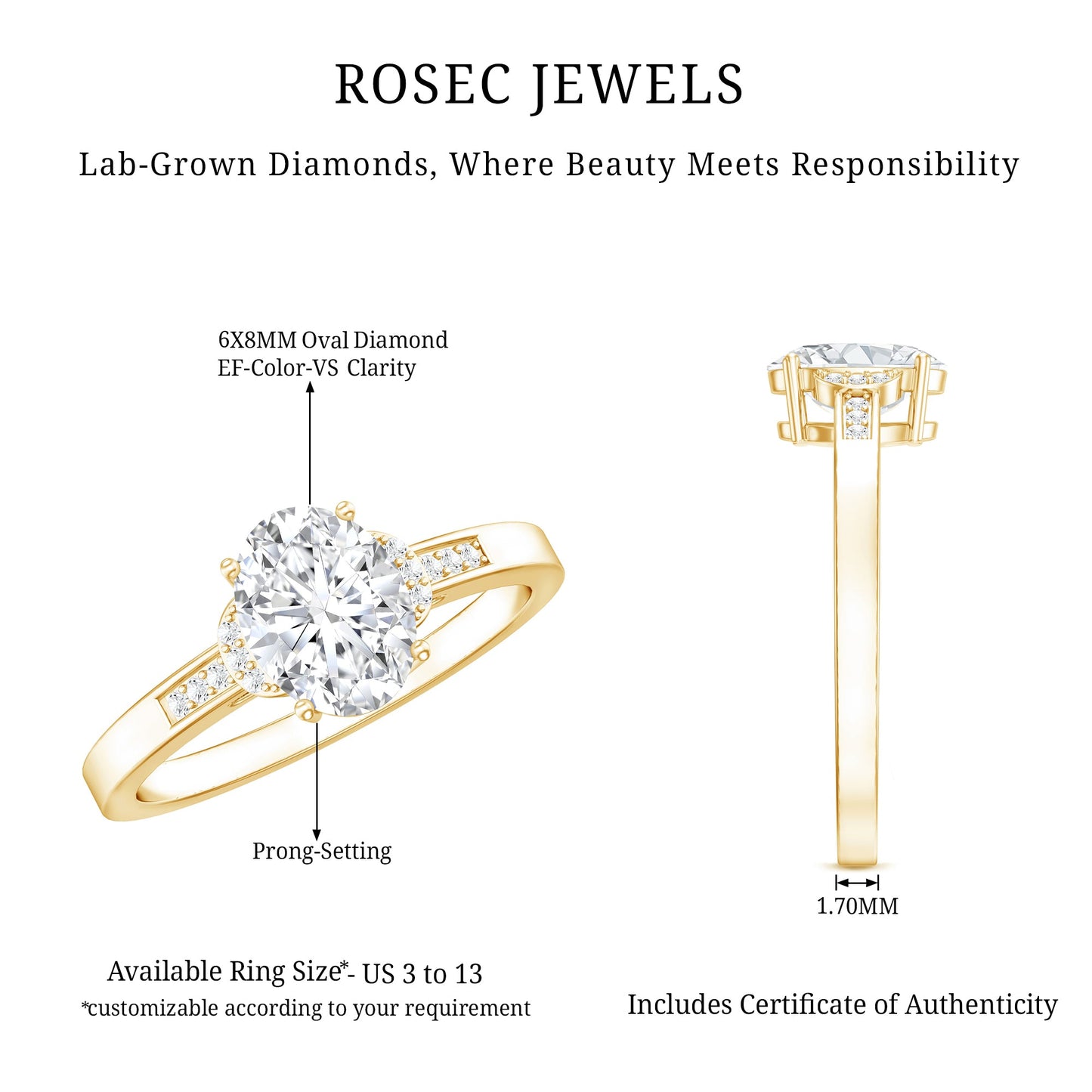 Certified 1.2 Carat Oval Lab Grown Diamond Solitaire Engagement Ring