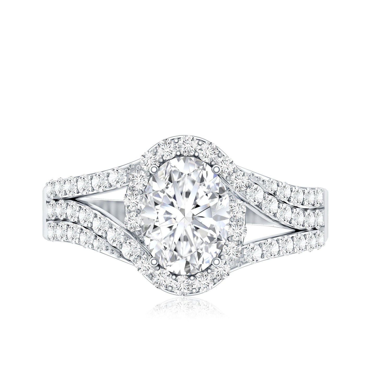 Certified 1.2 Carat Oval Lab Grown Diamond Split Shank Engagement Ring