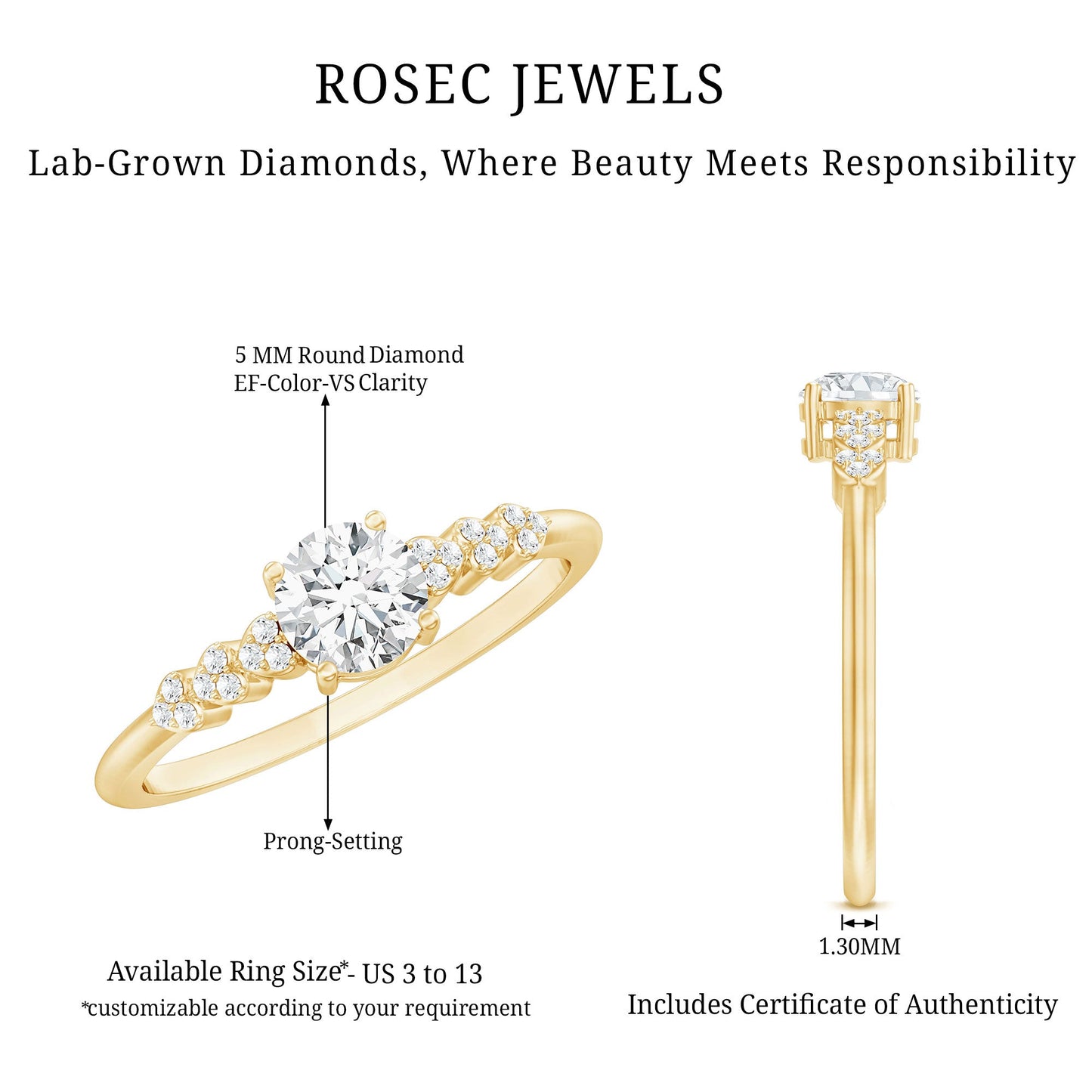 Certified 0.4 Carat Lab Grown Diamond Designer Engagement Ring