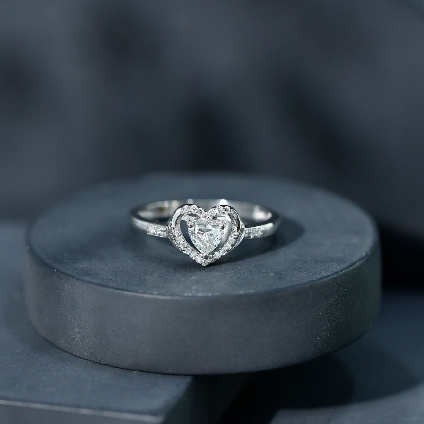 Certified Lab Created 0.5 Carat Heart Diamond Halo Engagement Ring