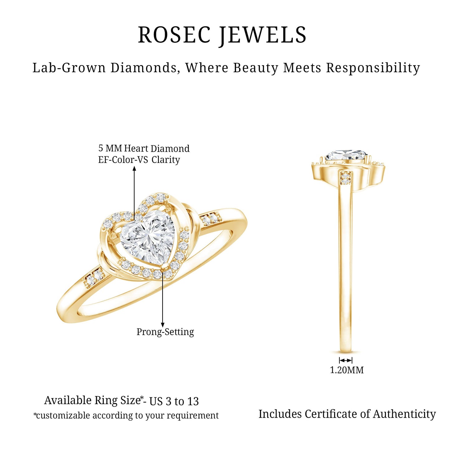 Certified Lab Created 0.5 Carat Heart Diamond Halo Engagement Ring