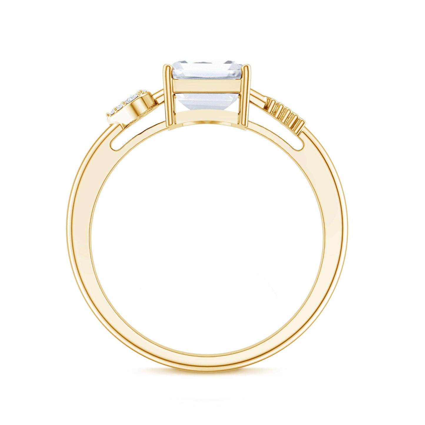 Lab Grown Diamond Emerald Cut Designer Engagement Ring