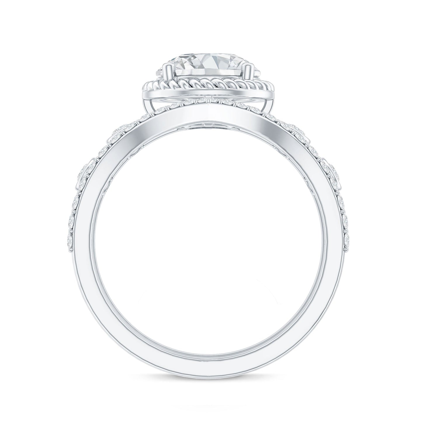 Certified Lab Grown Diamond Solitaire Bridal Ring Set With Enhancer