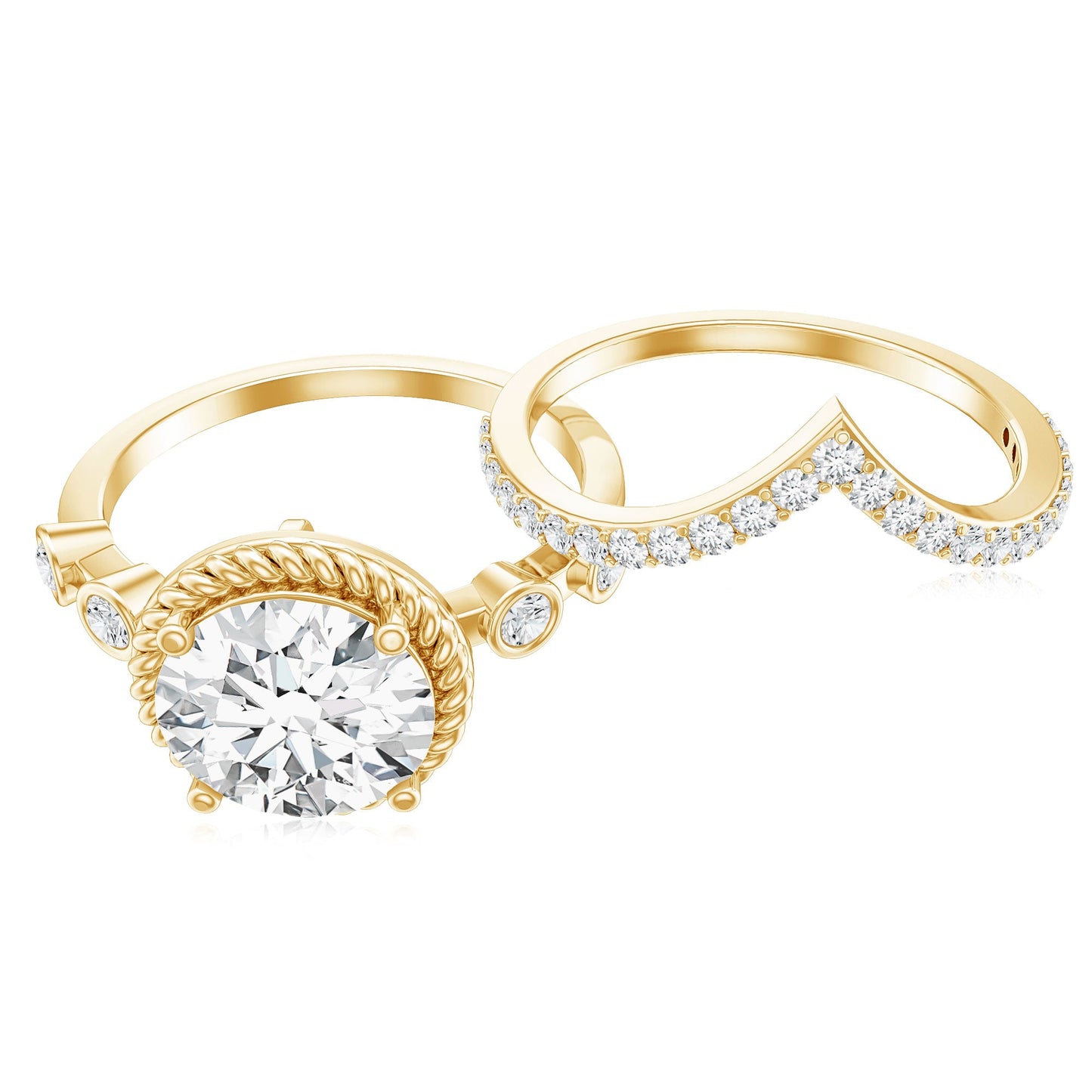 Certified Lab Grown Diamond Solitaire Bridal Ring Set With Enhancer
