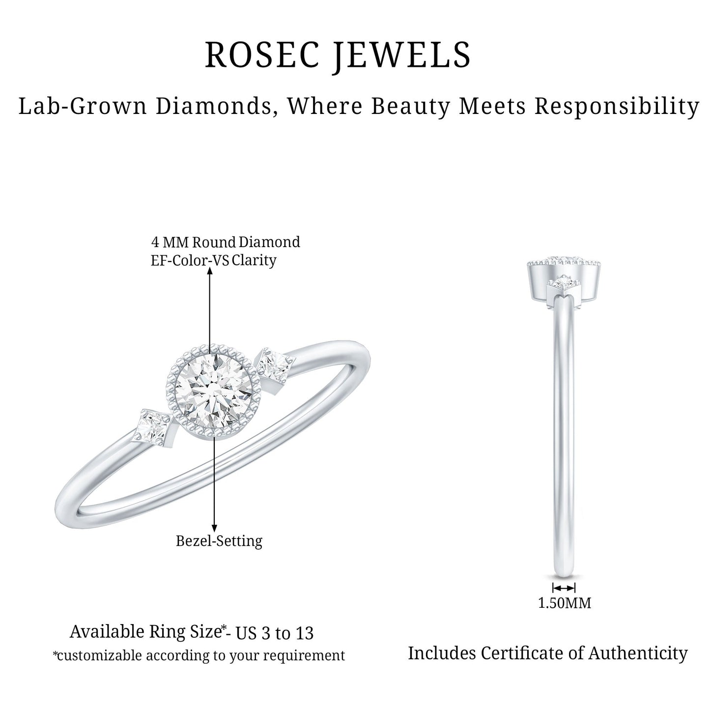 Certified Lab Grown Diamond Solitaire Promise Ring