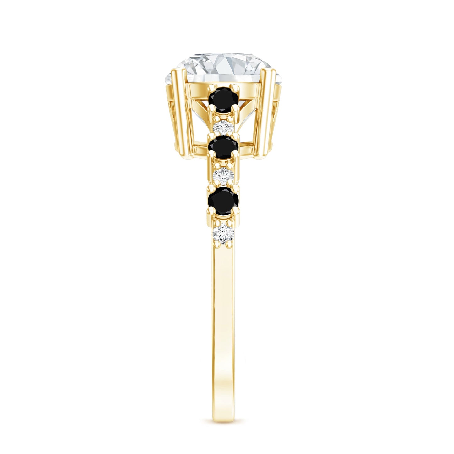 Lab Grown Diamond Designer Engagement Ring with Black Diamond
