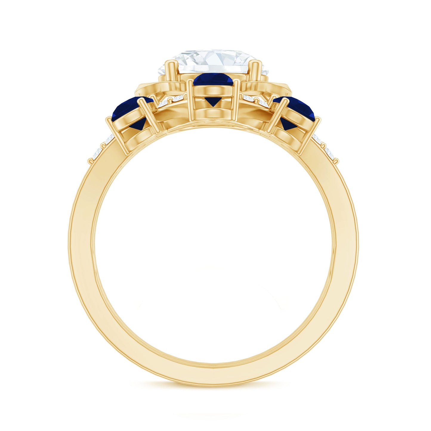 Certified Lab 2 Carat Diamond Engagement Ring With Blue Sapphire Enhancer