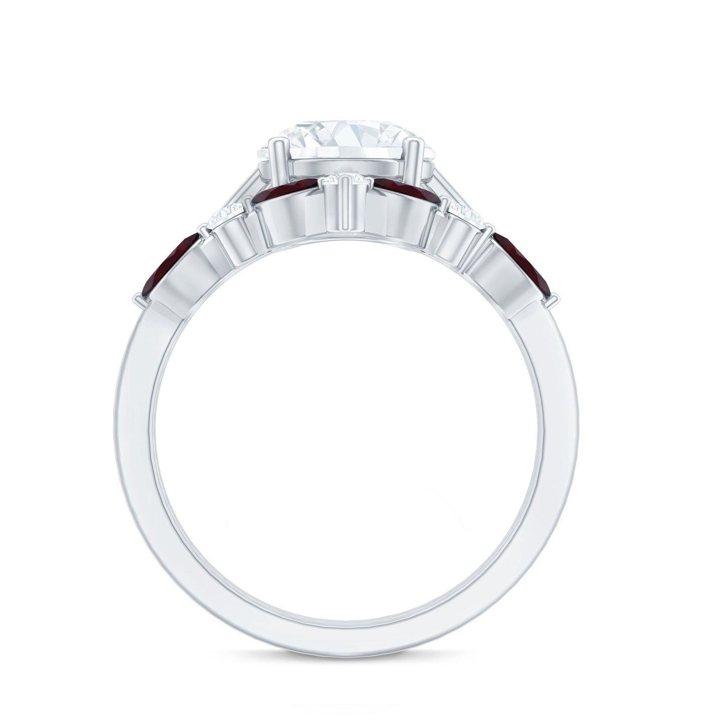 Certified 2 Carat Lab Grown Diamond Bridal Ring Set With Garnet Enhancer