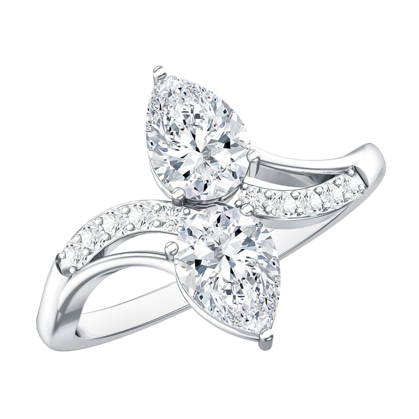 Certified Lab Grown Diamond 2 Stone Engagement Ring For Women
