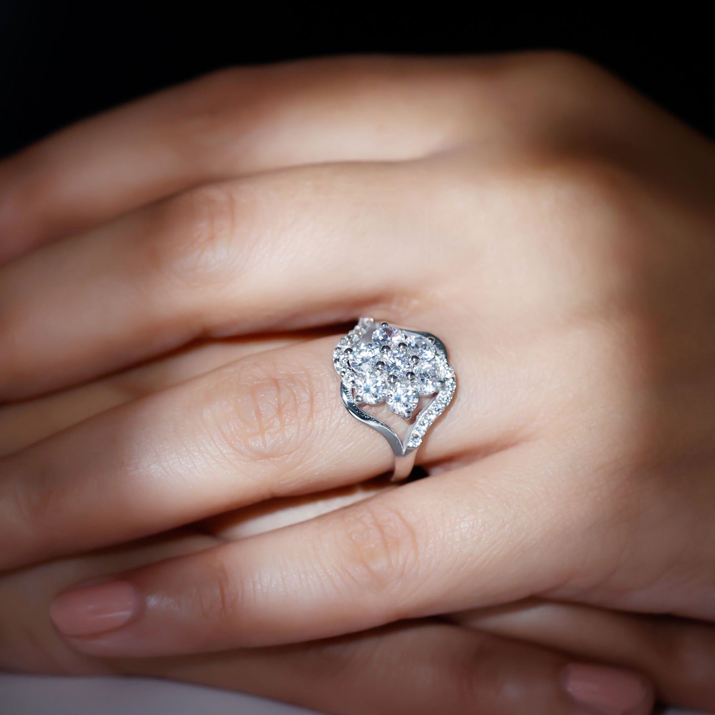 Certified Lab Grown Diamond Flower Statement Ring