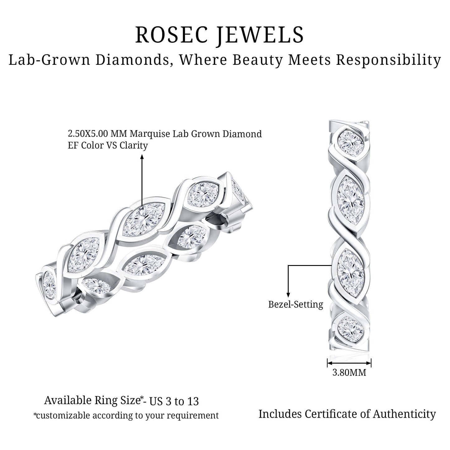 Certified Lab Grown Diamond Wedding Anniversary Ring