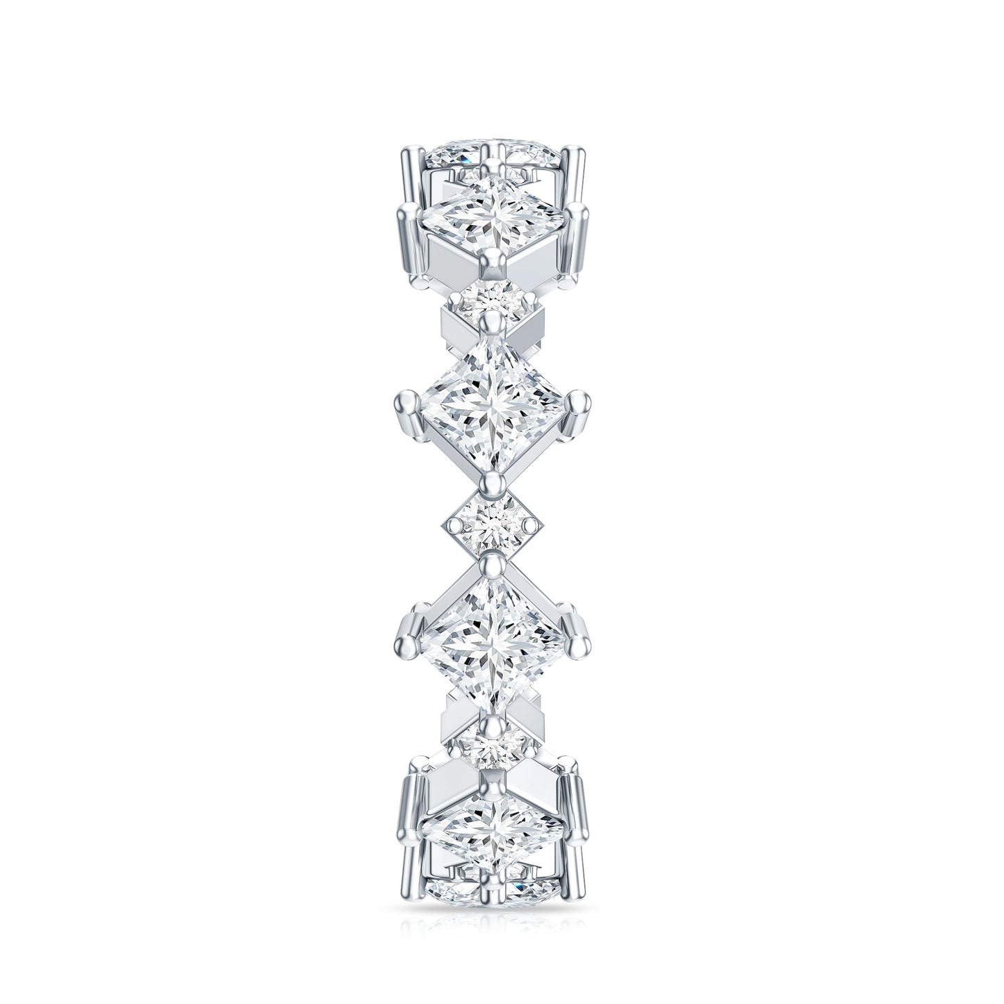 Certified Princess Cut Lab Grown Diamond Eternity Wedding Ring