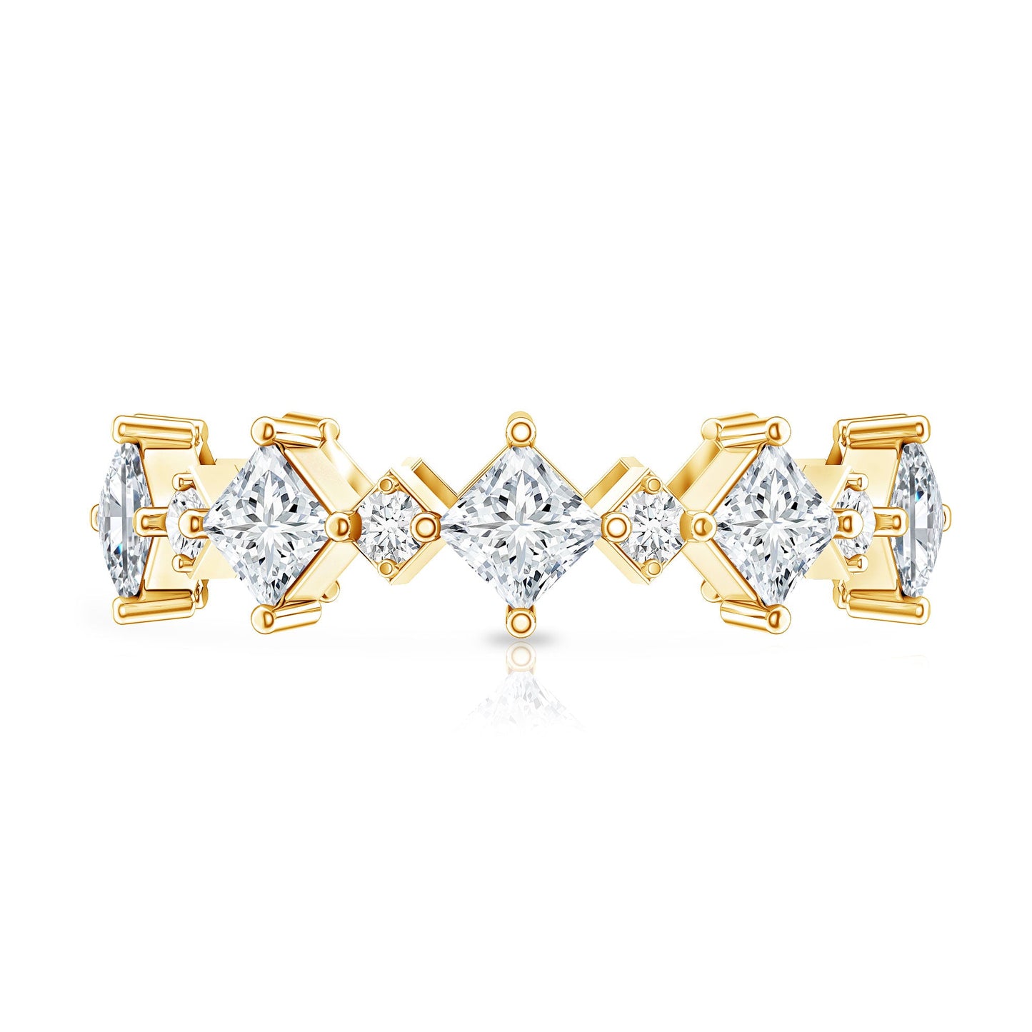 Certified Princess Cut Lab Grown Diamond Eternity Wedding Ring
