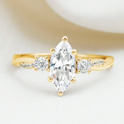 Brilliant Cut Marquise Lab Grown Diamond Engagement Ring