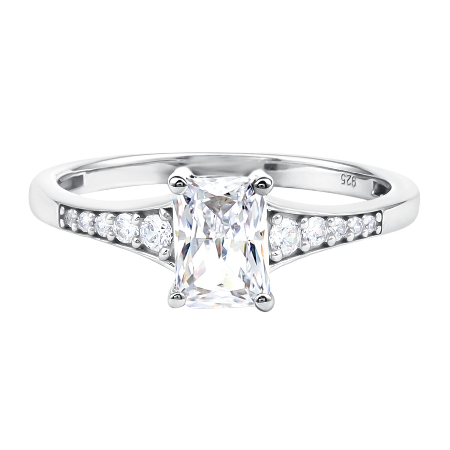 Brilliant Cut 1.7 Carat Lab Grown Diamond Emerald Cut Engagement Ring