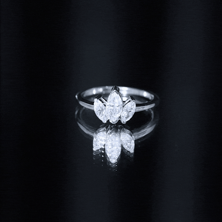 Marquise Cut Lab Grown Diamond 3 Stone Engagement Ring