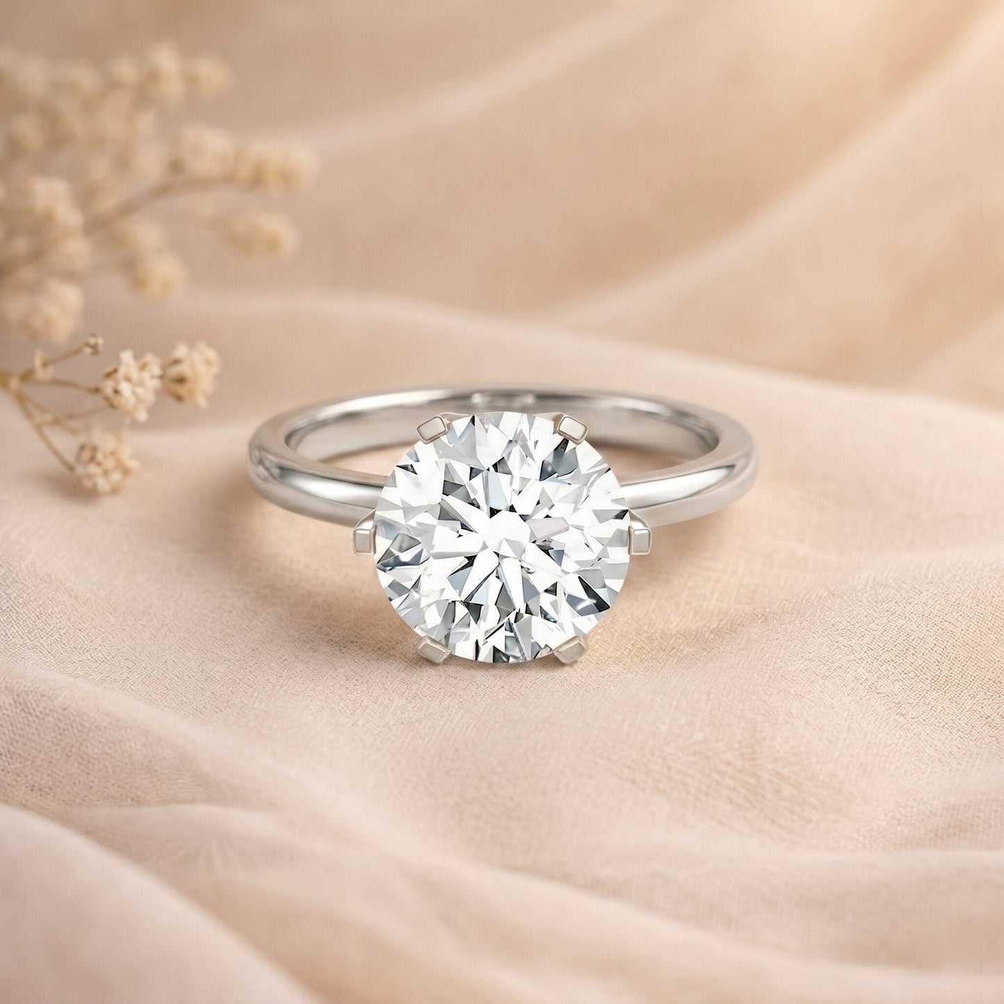 IGI Certified 5 Carat Lab Grown Diamond Solitaire Engagement Ring