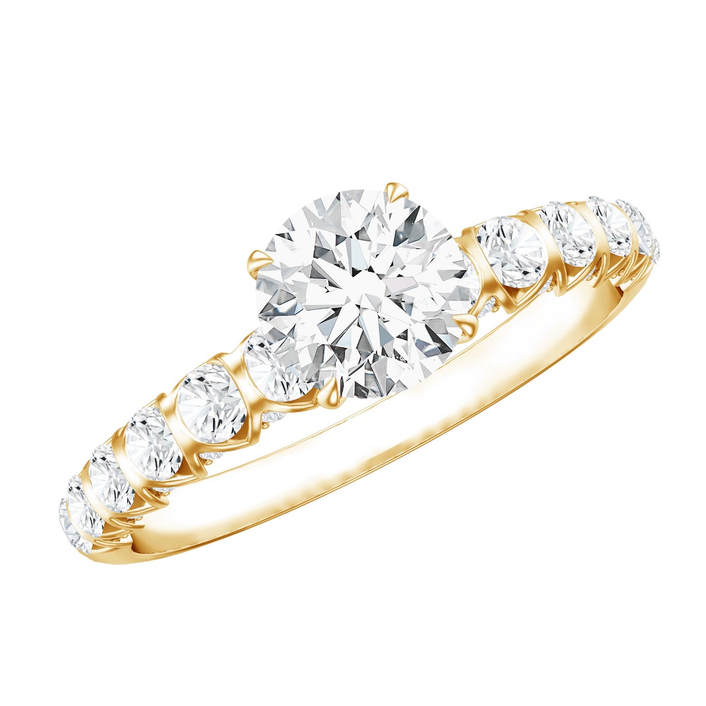 IGI Certified Round Lab Grown Diamond Side Stone Engagement Ring