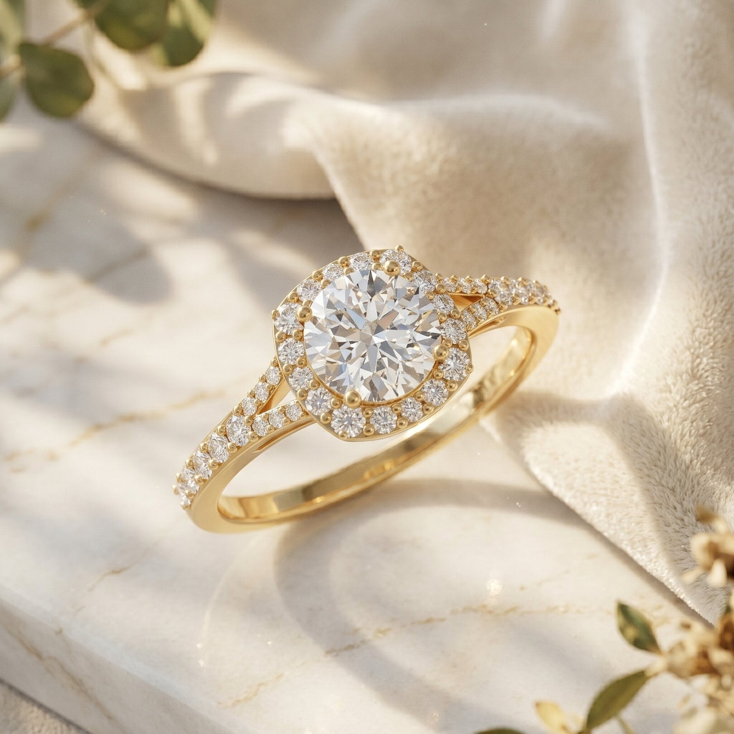 IGI Certified 1 Carat Lab Grown Diamond Halo Engagement Ring for Women