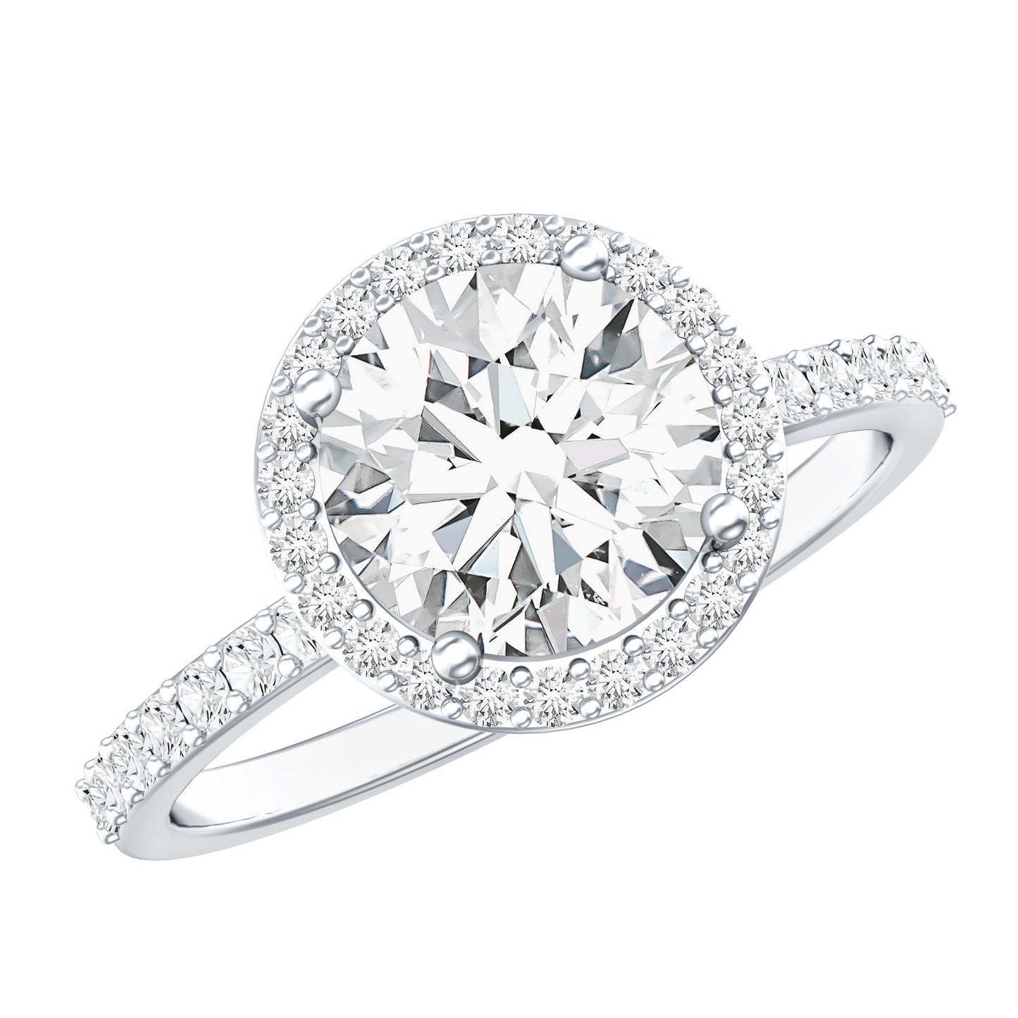2 Carat Lab Grown Diamond Halo Engagement Ring with IGI Certificate