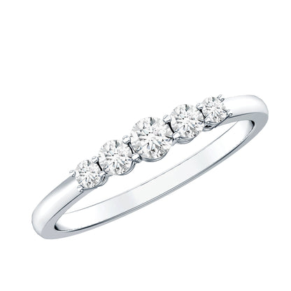 Round Cut Moissanite Five Stone Promise Ring