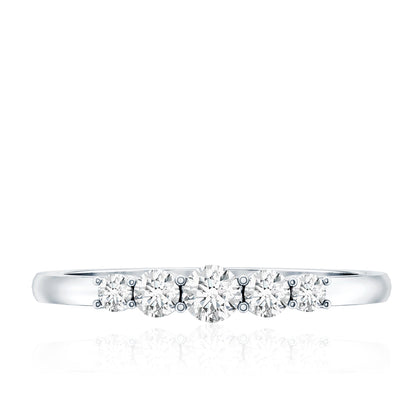 Round Cut Moissanite Five Stone Promise Ring