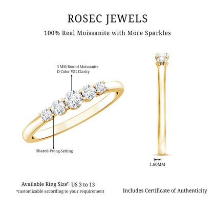 Round Cut Moissanite Five Stone Promise Ring
