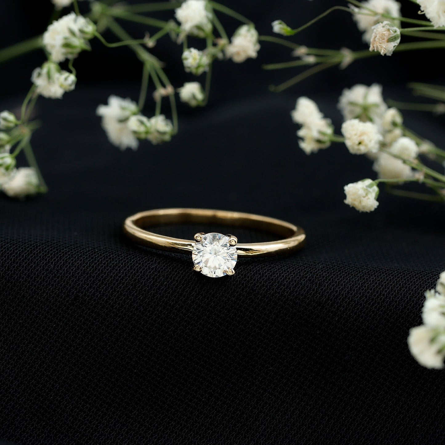 Claw Set Solitaire Moissanite Promise Ring for Women