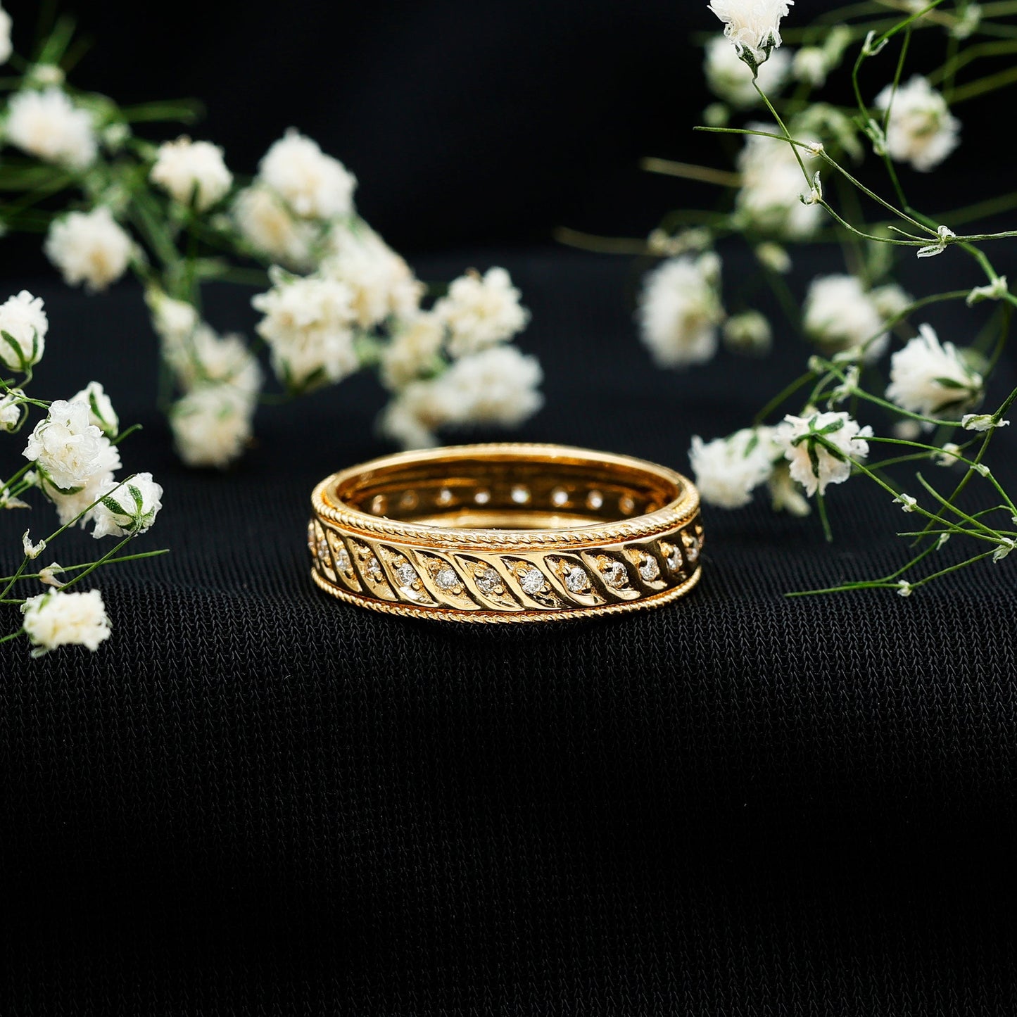 Diamond Twisted Rope Wedding Band Ring