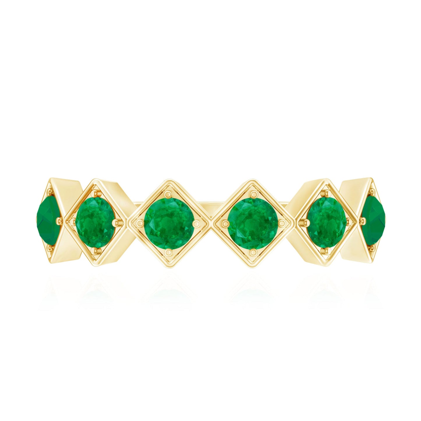 Geometric Emerald Half Eternity Ring for Women