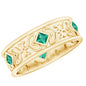 Princess Cut Lab Created Emerald Vintage Inspired Wedding Band