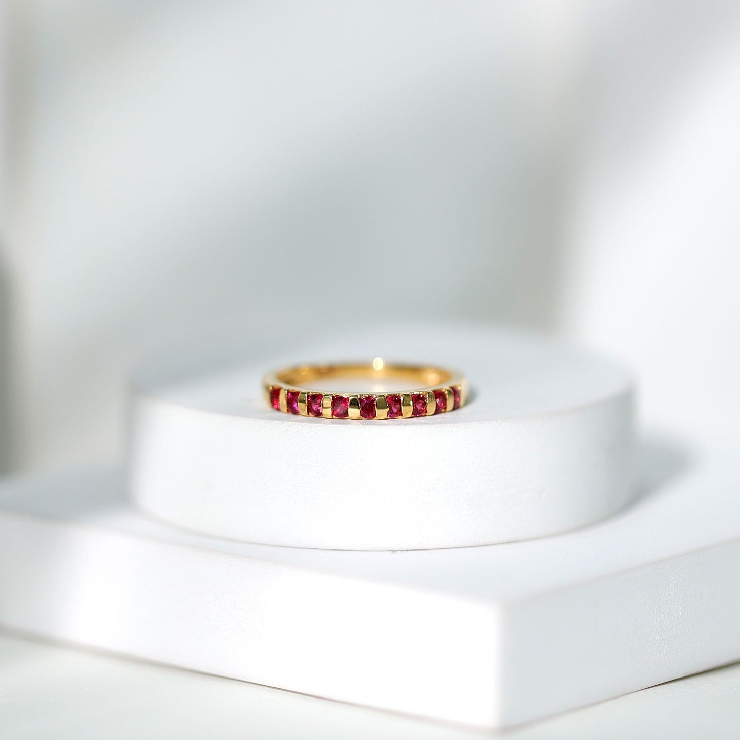 Real Ruby Semi Eternity Ring