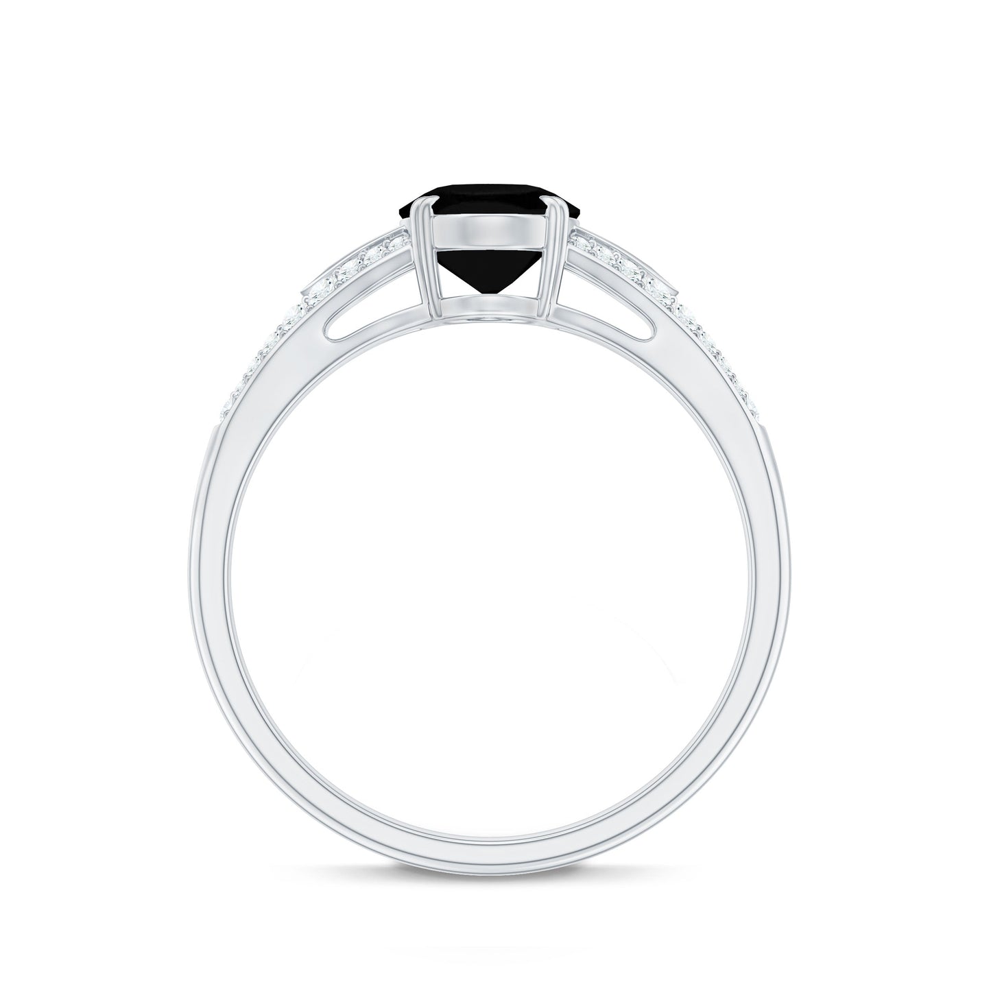 1.9 Carat Oval Lab Grown Black and White Diamond Engagement Ring with Split Shank