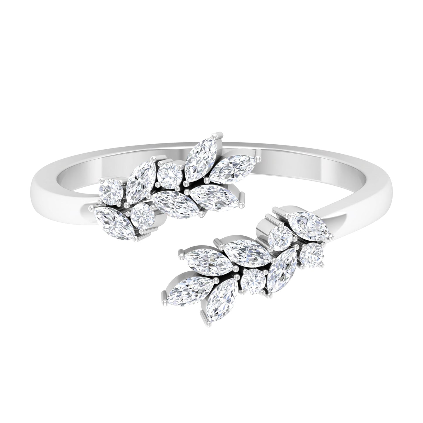 Nature Inspired Diamond Leaf Wrap Ring for Women