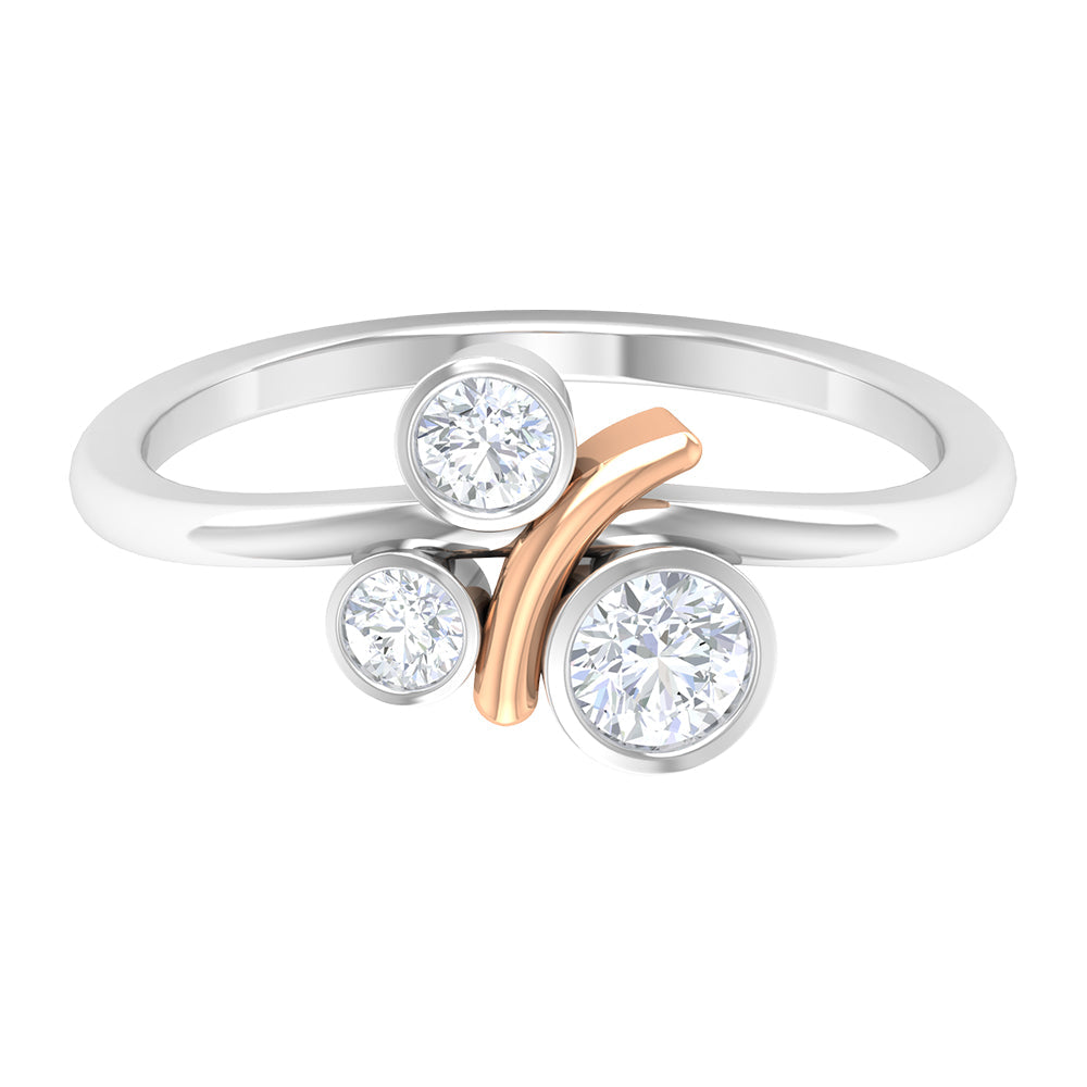 Natural Bezel Set Diamond 3 Stone Promise Ring