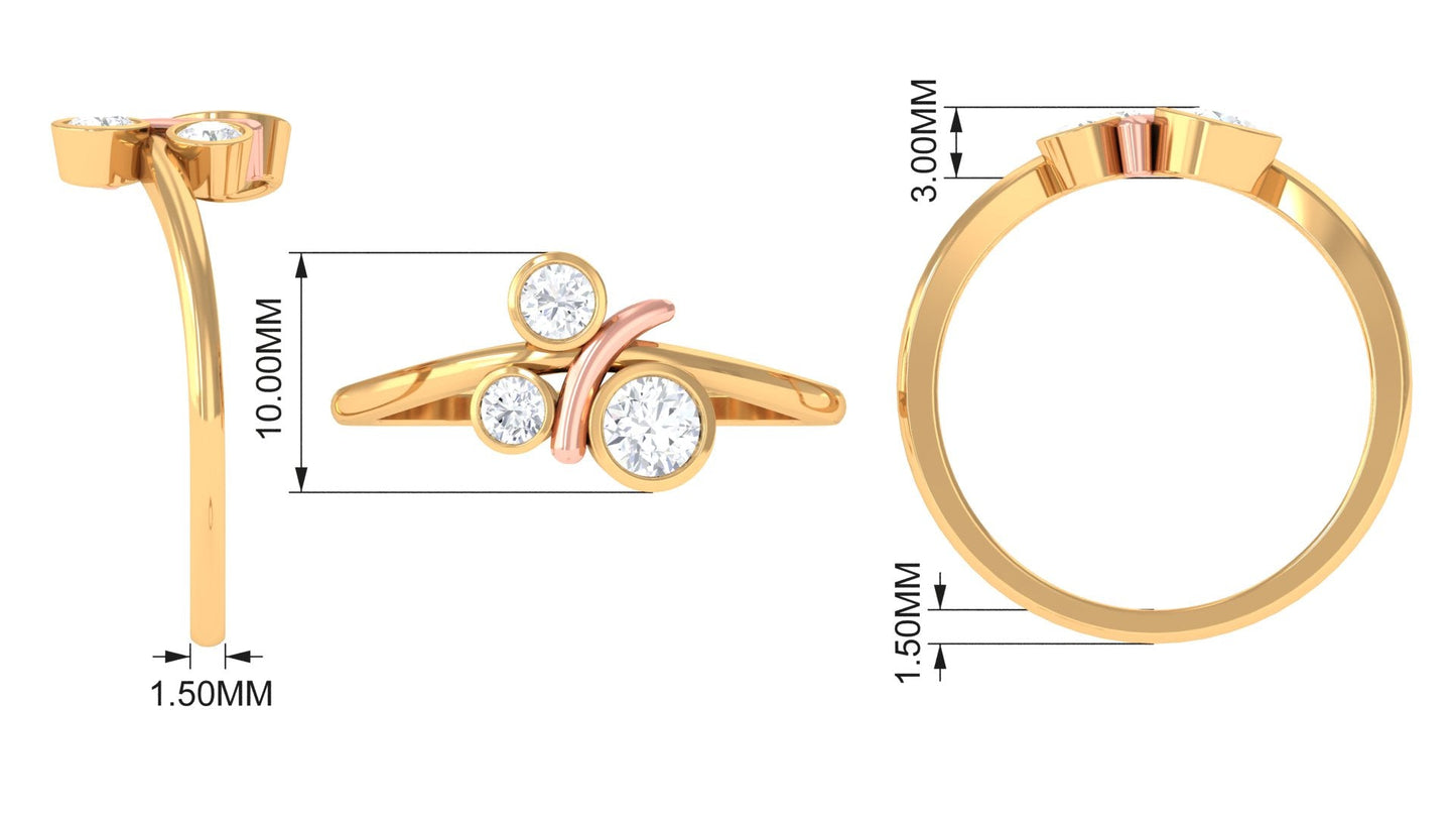 Natural Bezel Set Diamond 3 Stone Promise Ring