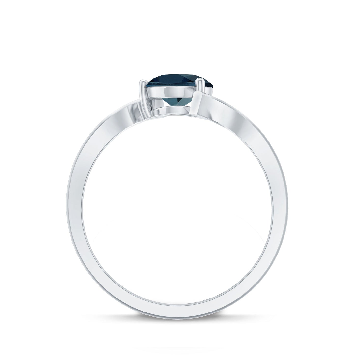 1 Carat Pear Shape London Blue Topaz Solitaire Ring with Bypass Shank