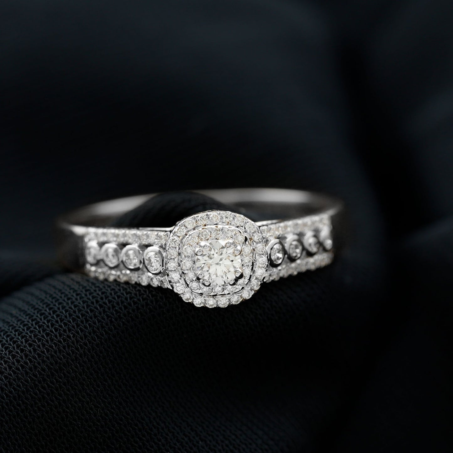 Certified Diamond Halo Engagement Ring For Women