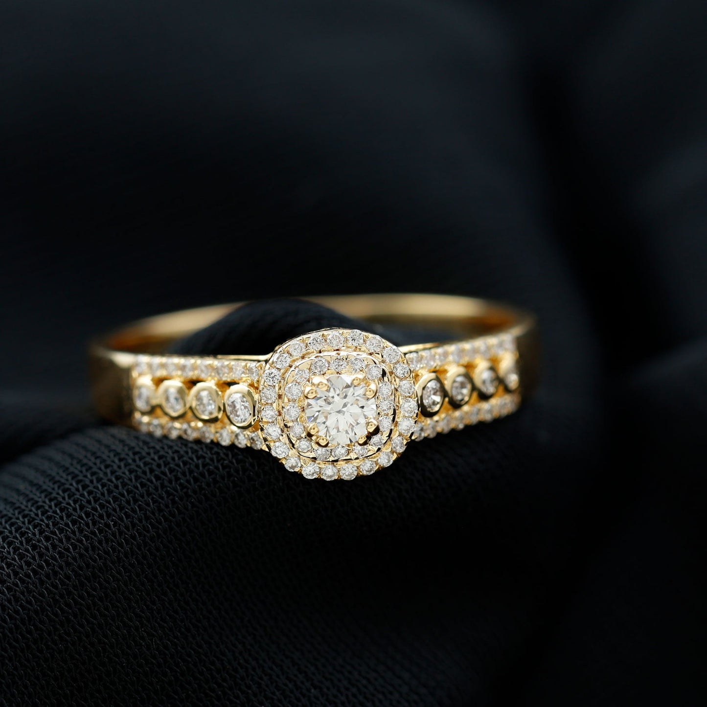 Certified Diamond Halo Engagement Ring For Women