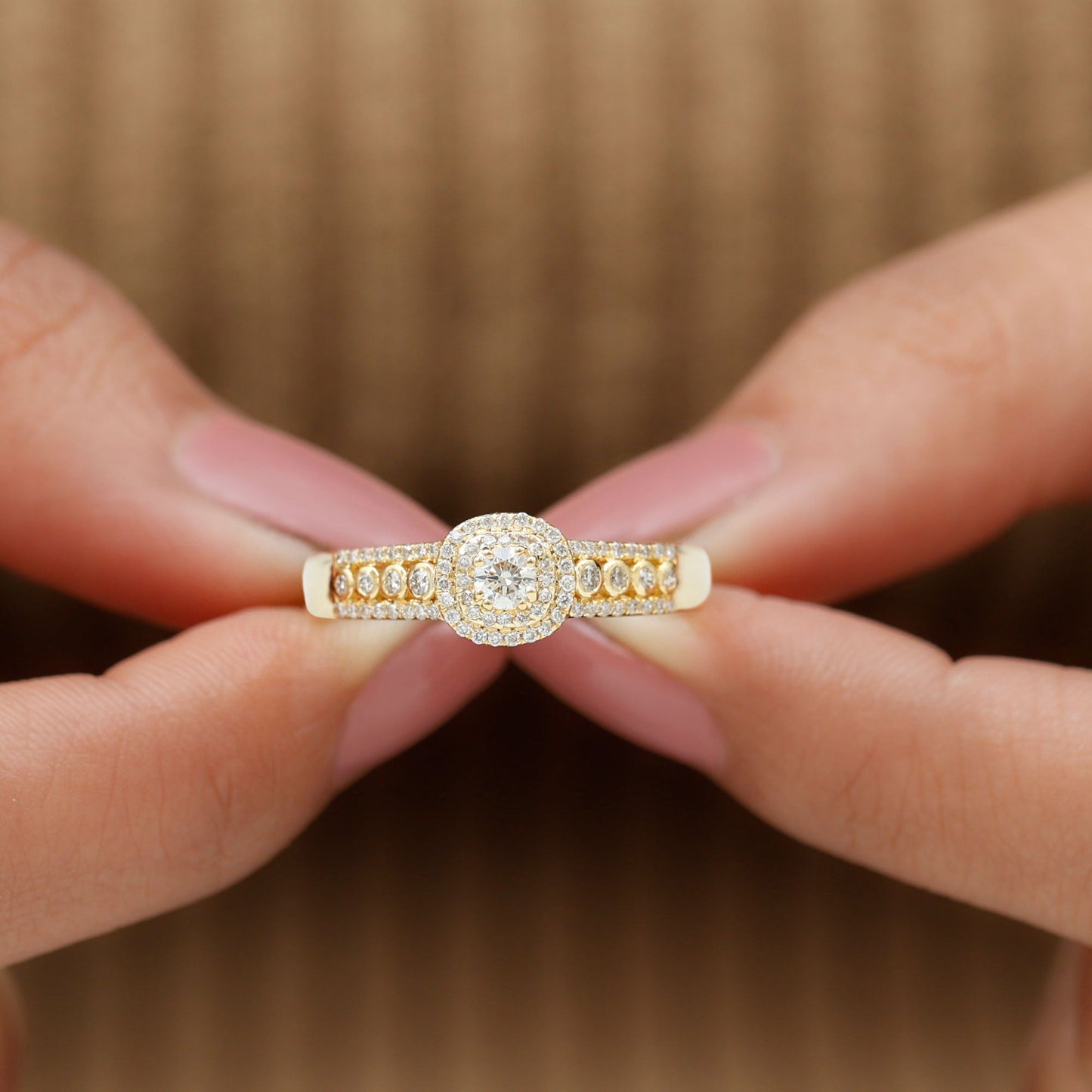 Certified Diamond Halo Engagement Ring For Women