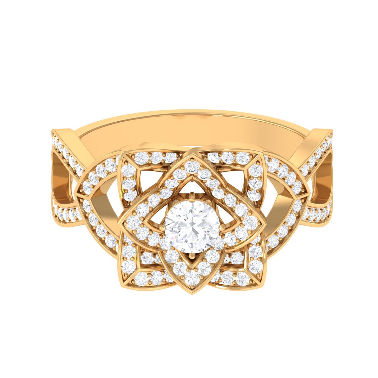 Genuine Diamond Blooming Flower Engagement Ring for Women