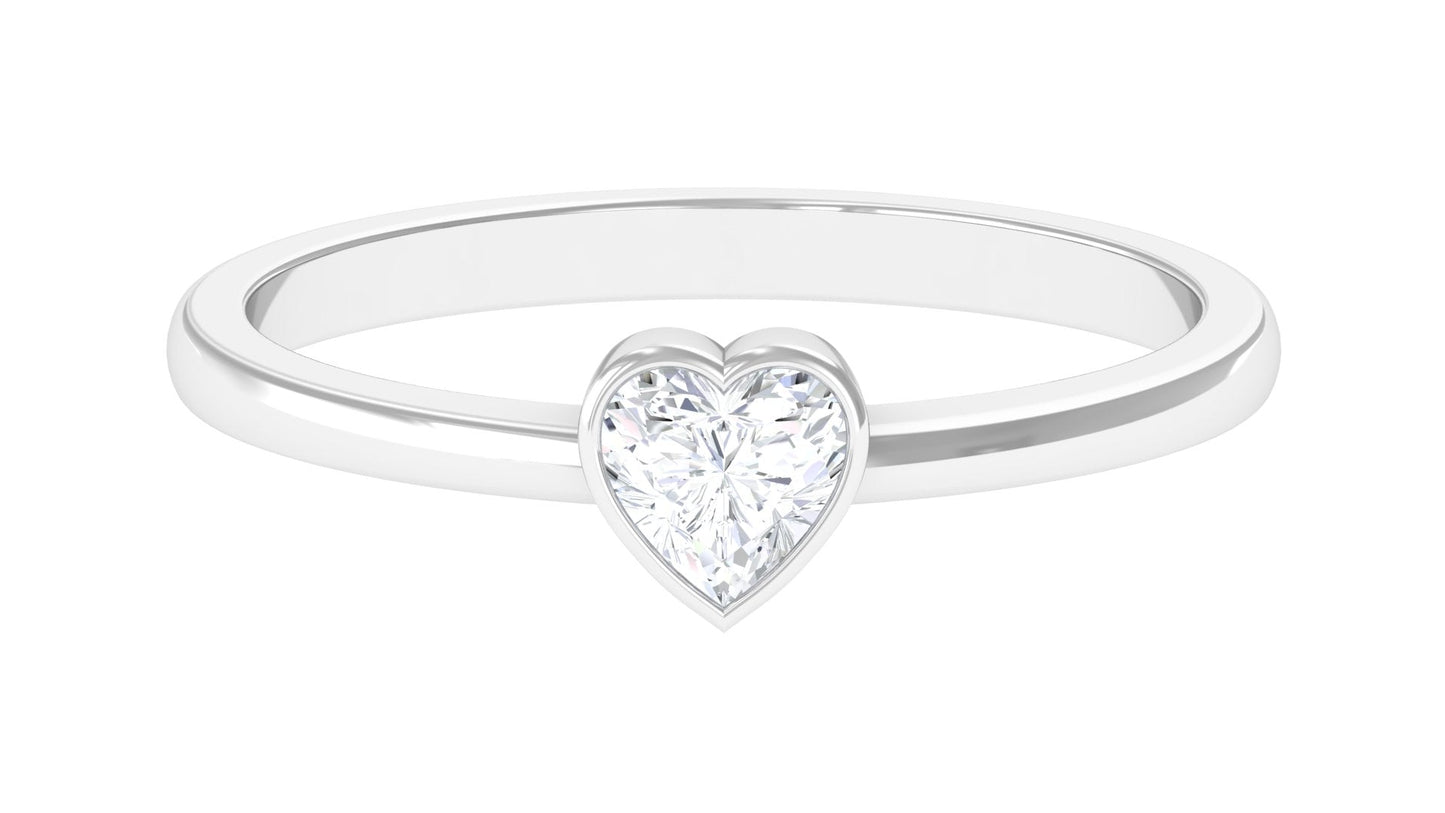 Natural Diamond Heart Promise Ring in Bezel Setting