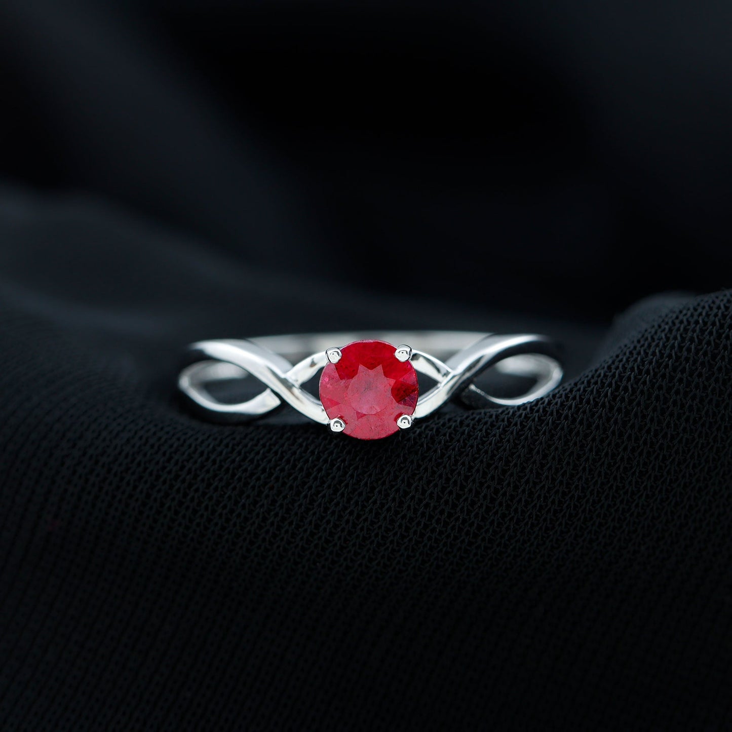 Natural 0.6 Carat Ruby Promise Ring with Crossover Shank