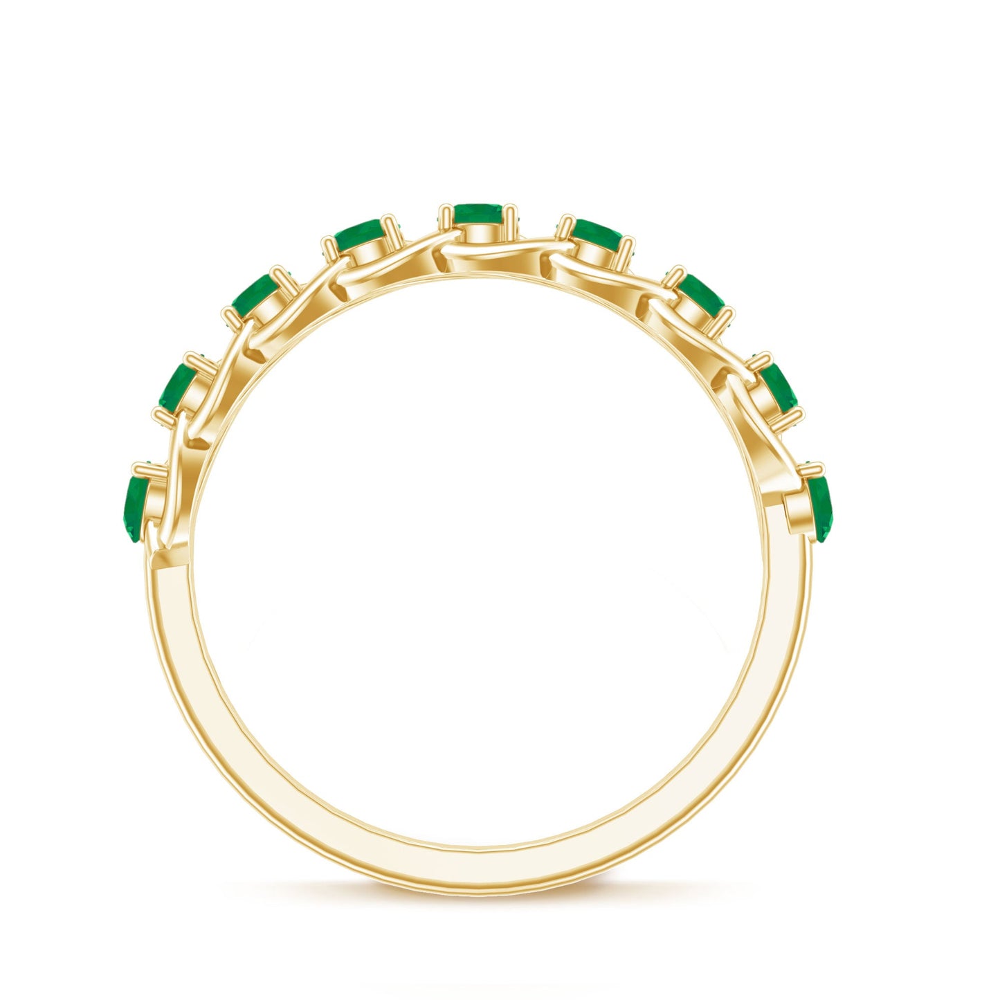 Genuine Green Emerald Braided Half Eternity Band