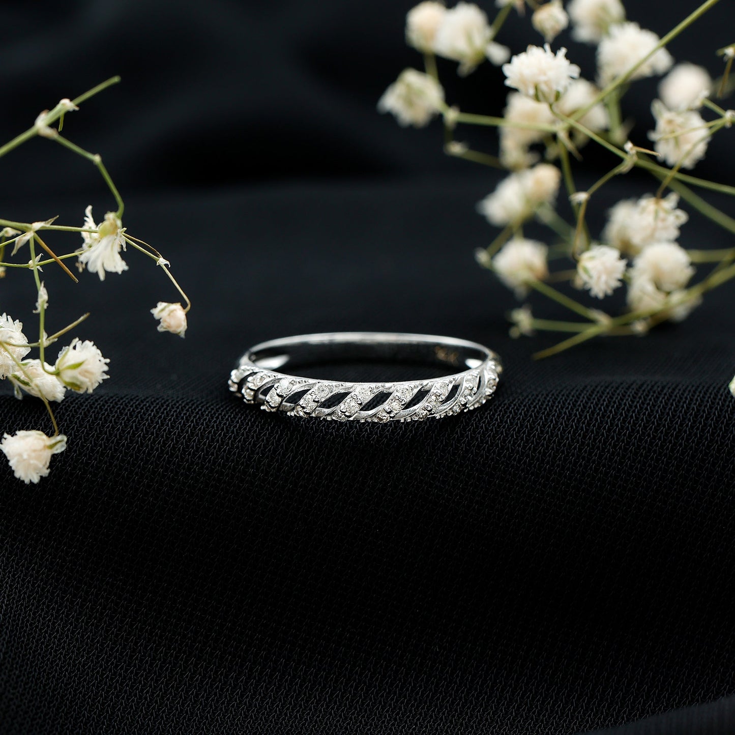 Elegant Round Shape Diamond Half Eternity Ring